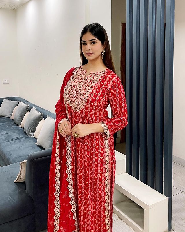 Indo Era Ethnic Motifs Printed Regular Sequinned Kurta With Trousers & Dupatta