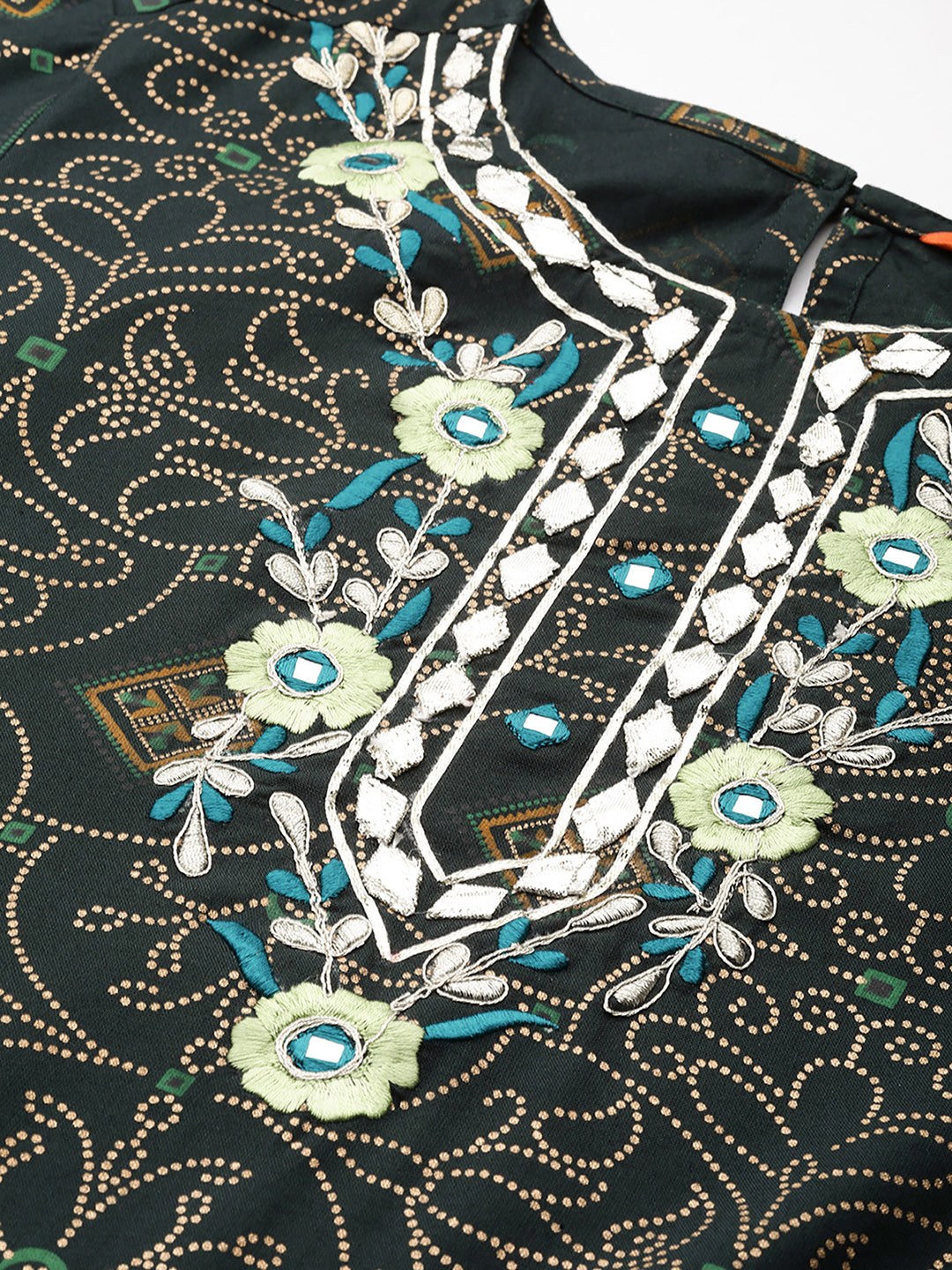 Indo Era Green Embroidered Straight Kurta Sharara With Dupatta Set