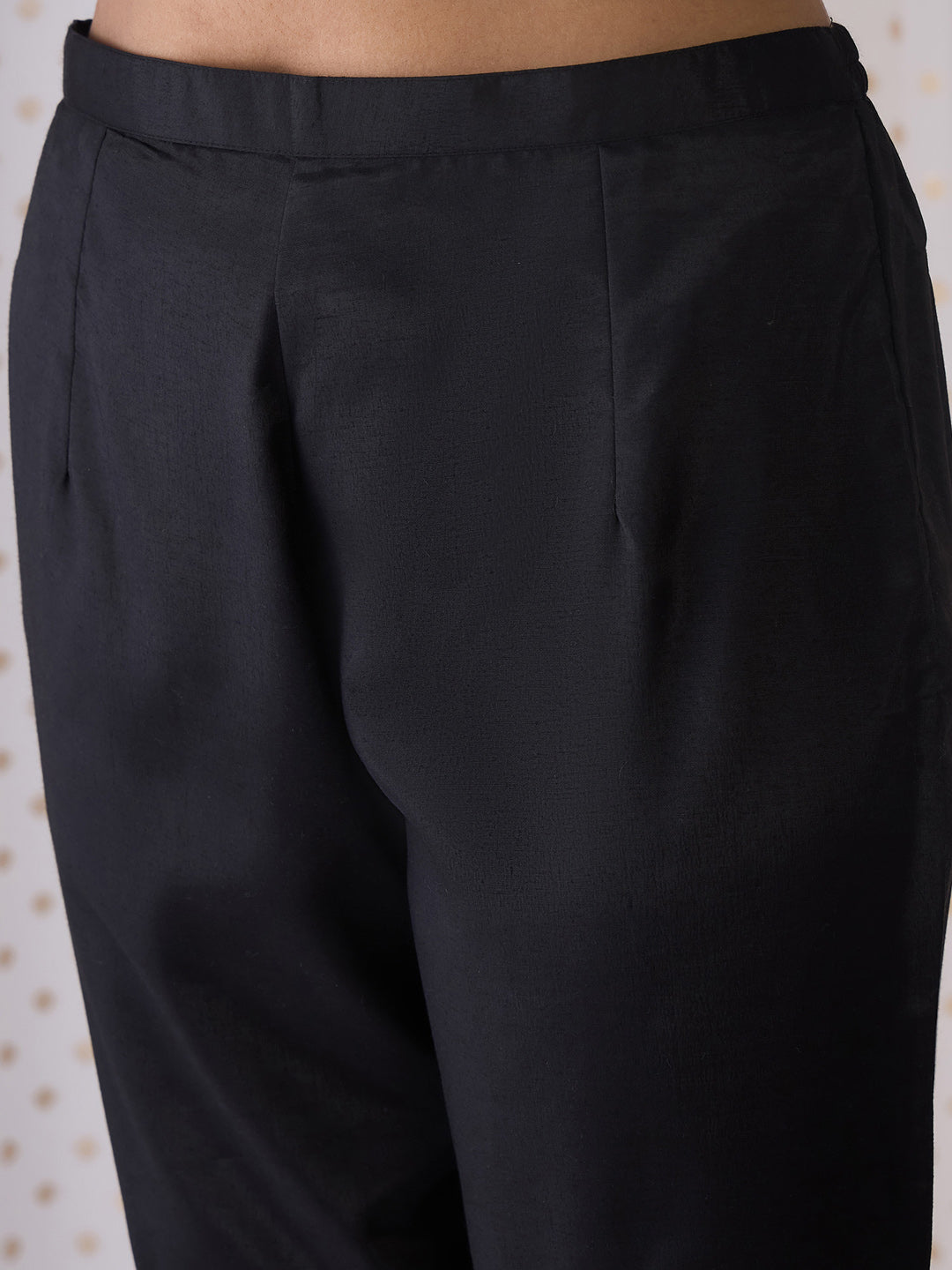 Black Woven Design Straight Kurta Trousers With Dupatta set