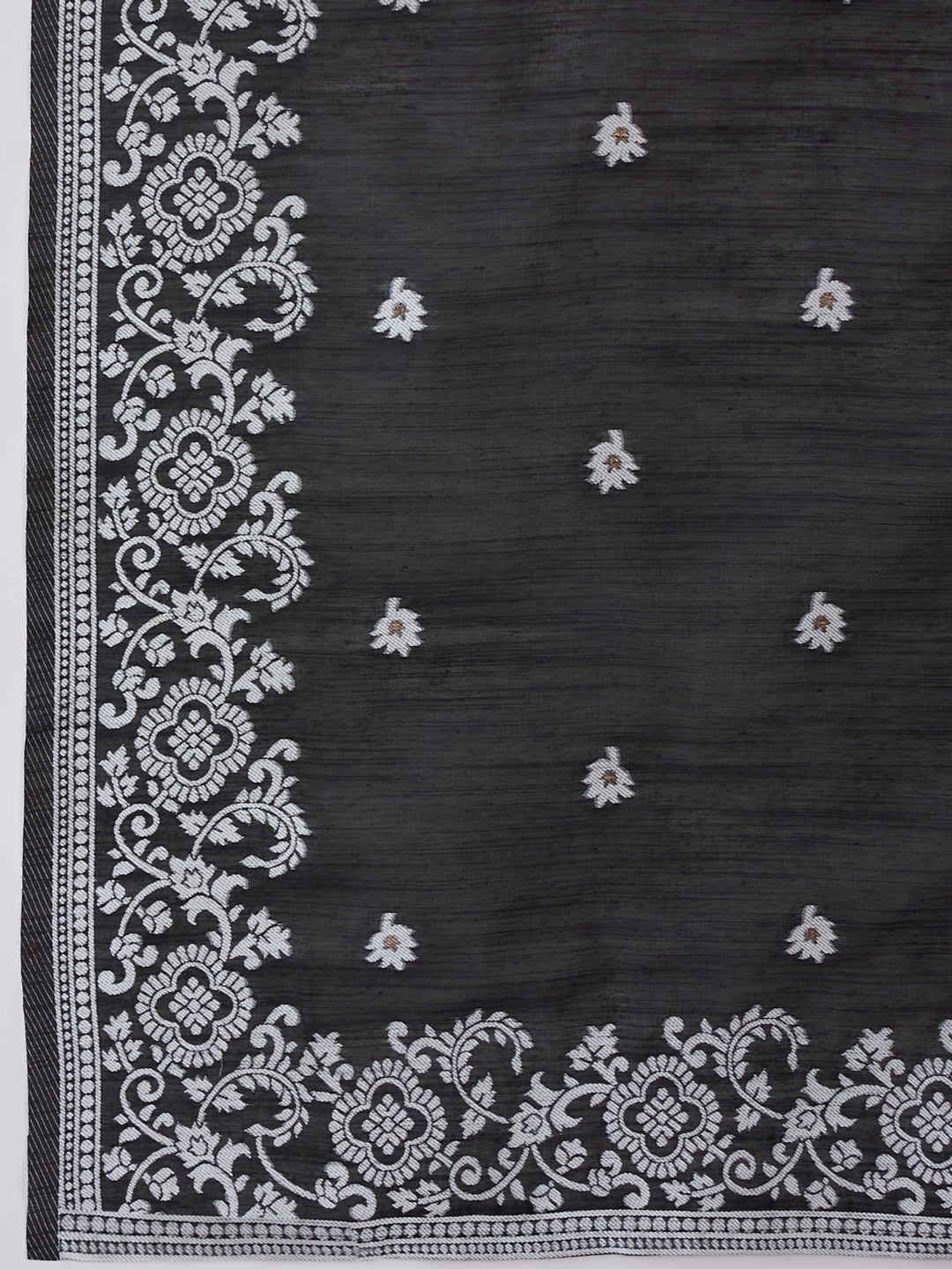Black Woven Design Straight Kurta Trousers With Dupatta set