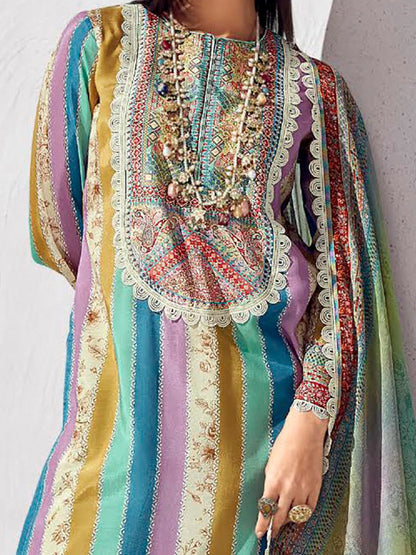 Multi Printed Straight Kurta Trousers set