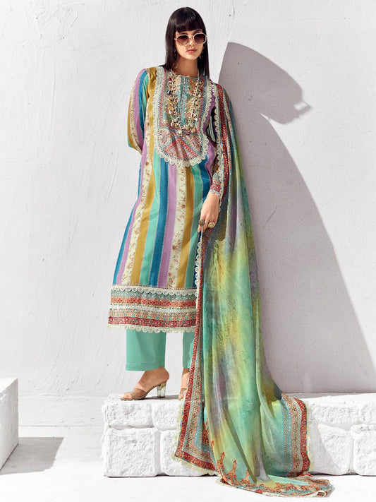Multi Printed Straight Kurta Trousers set