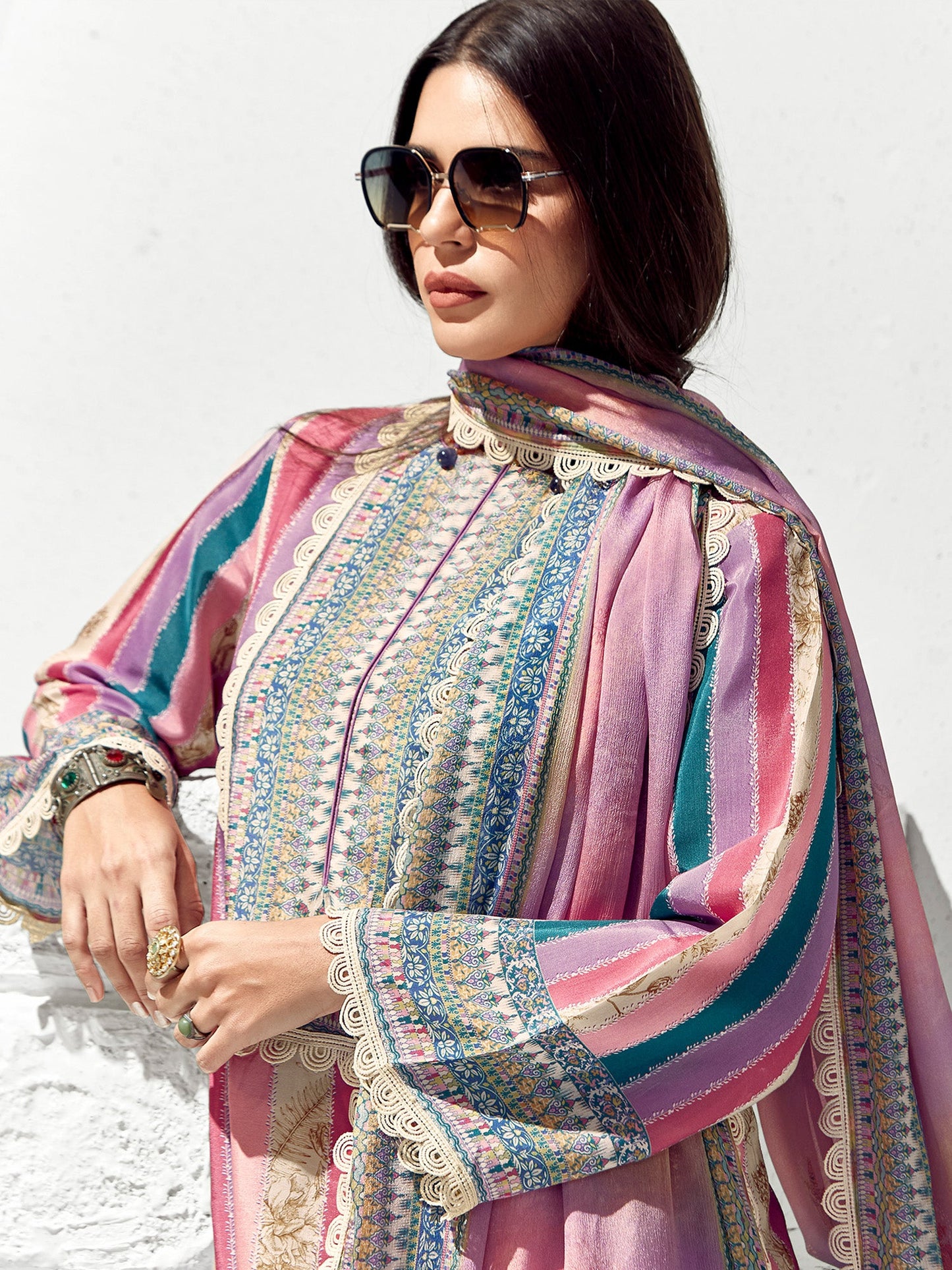 Multi Printed Straight Kurta Trousers set