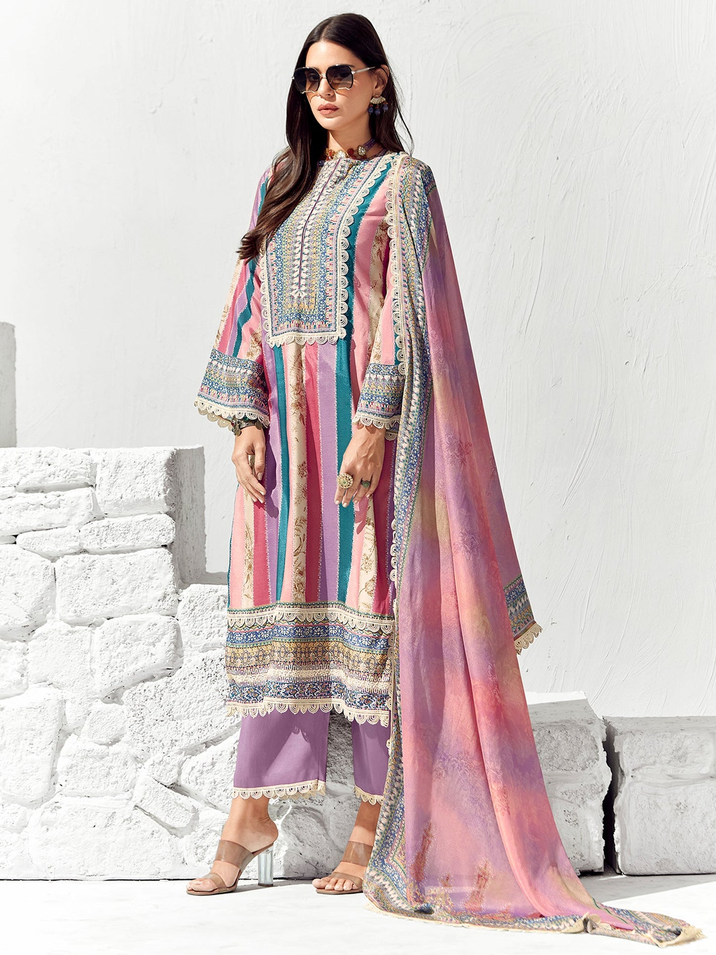 Multi Printed Straight Kurta Trousers set