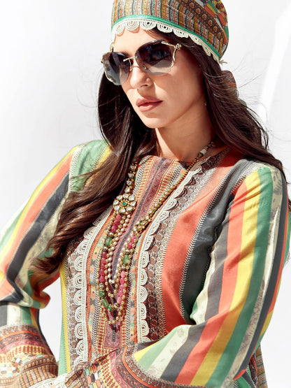 Multi Printed Straight Kurta Trousers set