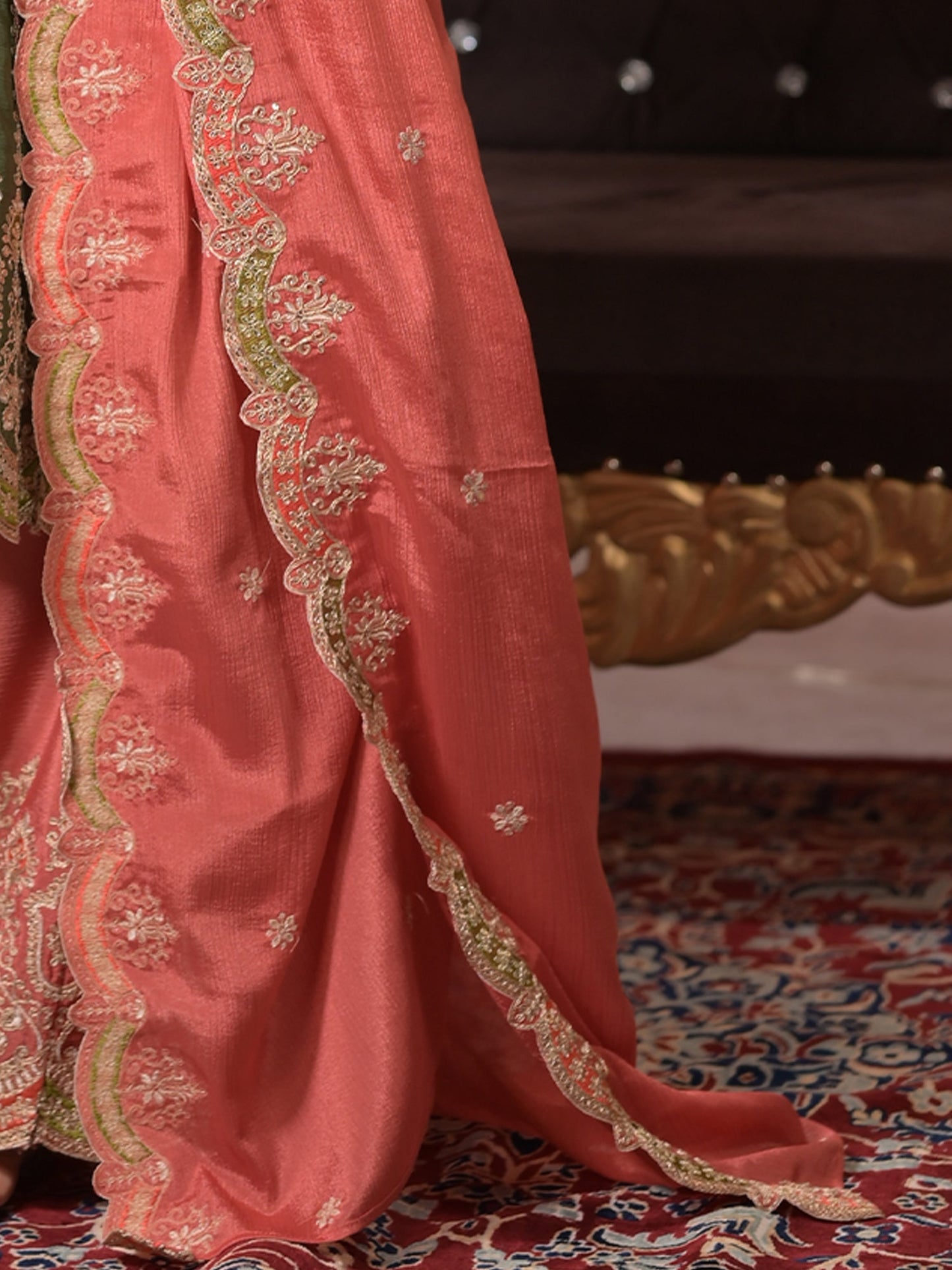 Multi Embroidered A-Line Kurta Palazzos With Dupatta set