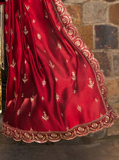 Maroon Embroidered Straight Kurta Trousers With Dupatta set