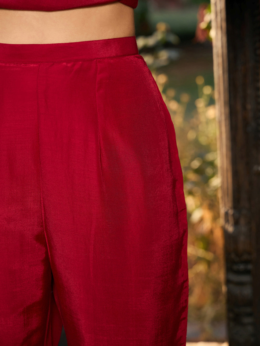 Indo Era Maroon Embroidered Straight Kurta Trousers With Dupatta set
