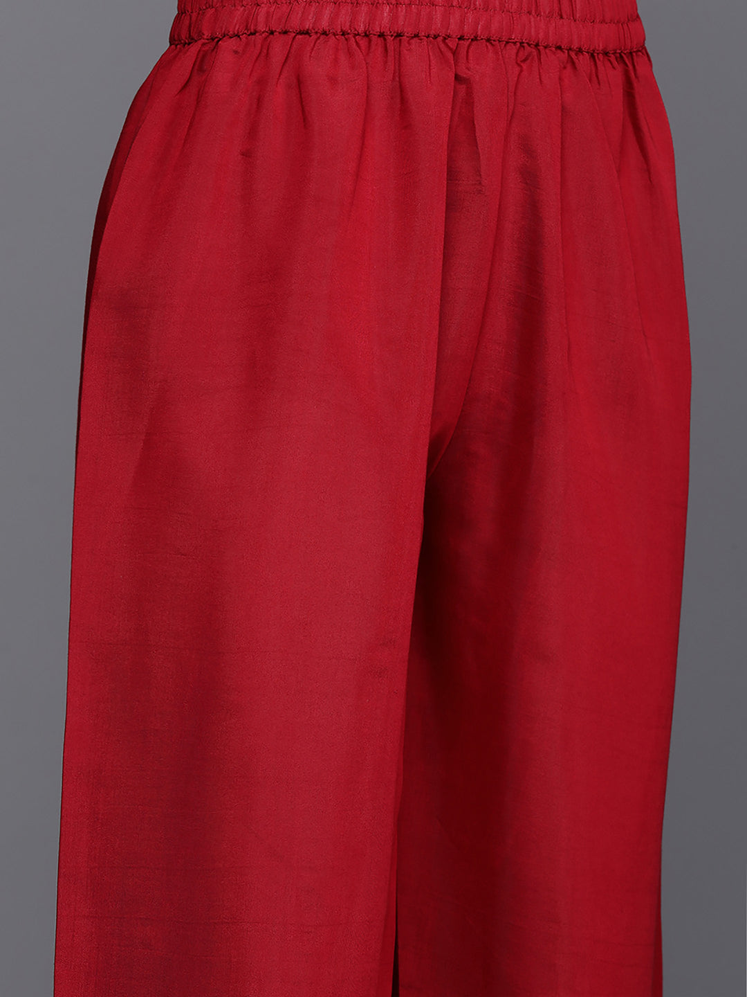 Indo Era Maroon Embroidered Ethnic Straight Kurta Trousers With Dupatta Set