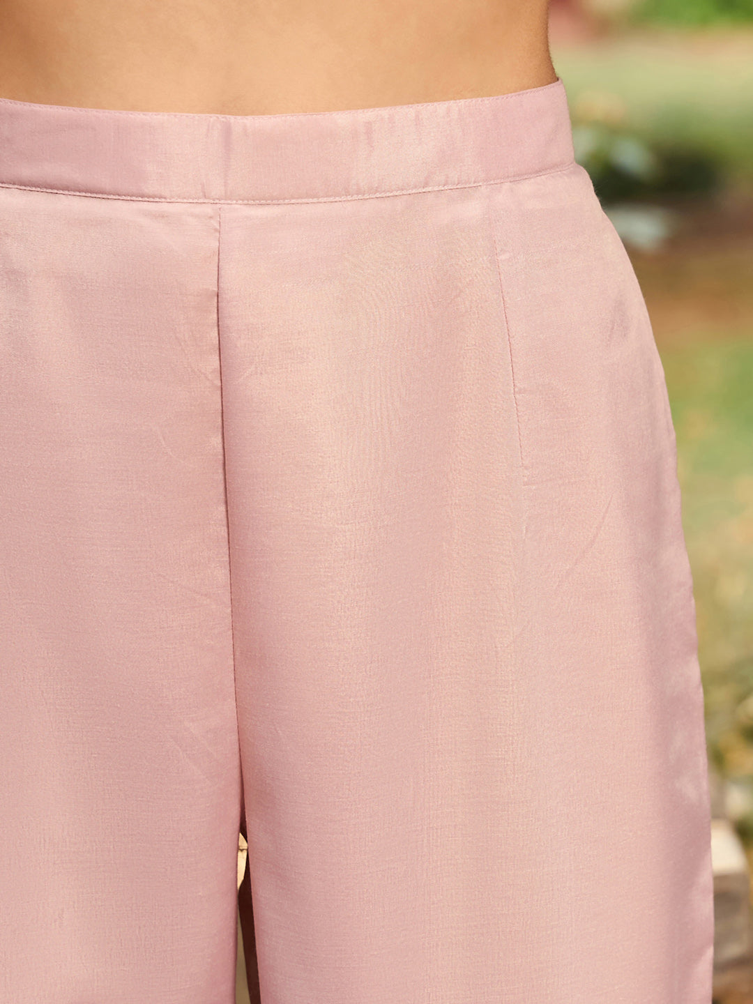 Mauve Embroidered A-Line Kurta Trousers With Dupatta set