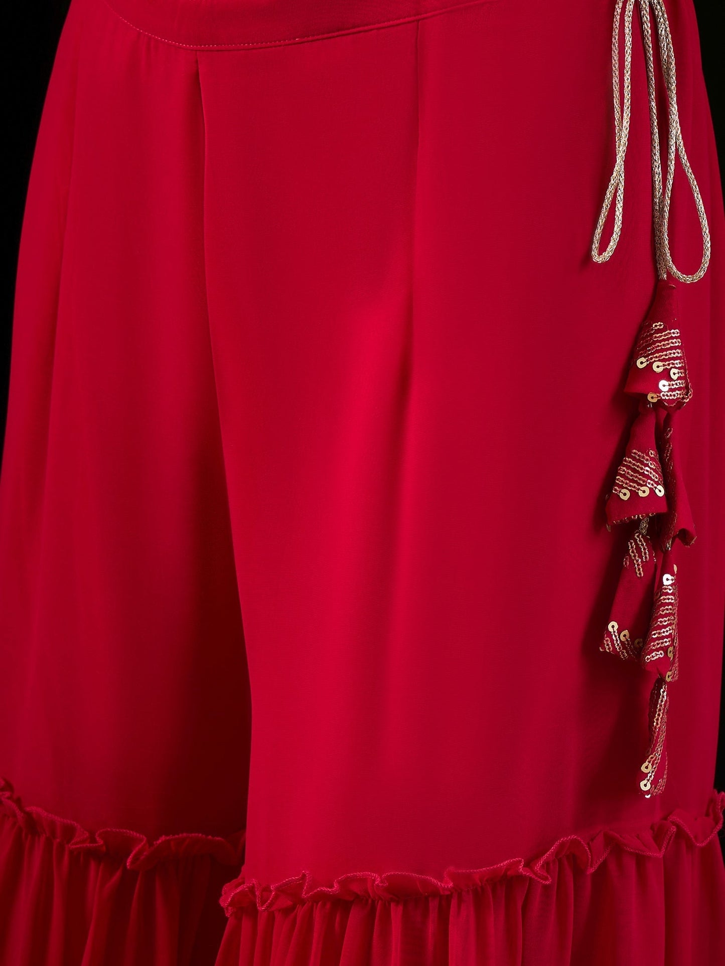 Indo Era Magenta Embroidered Straight Kurta Sharara With Dupatta set