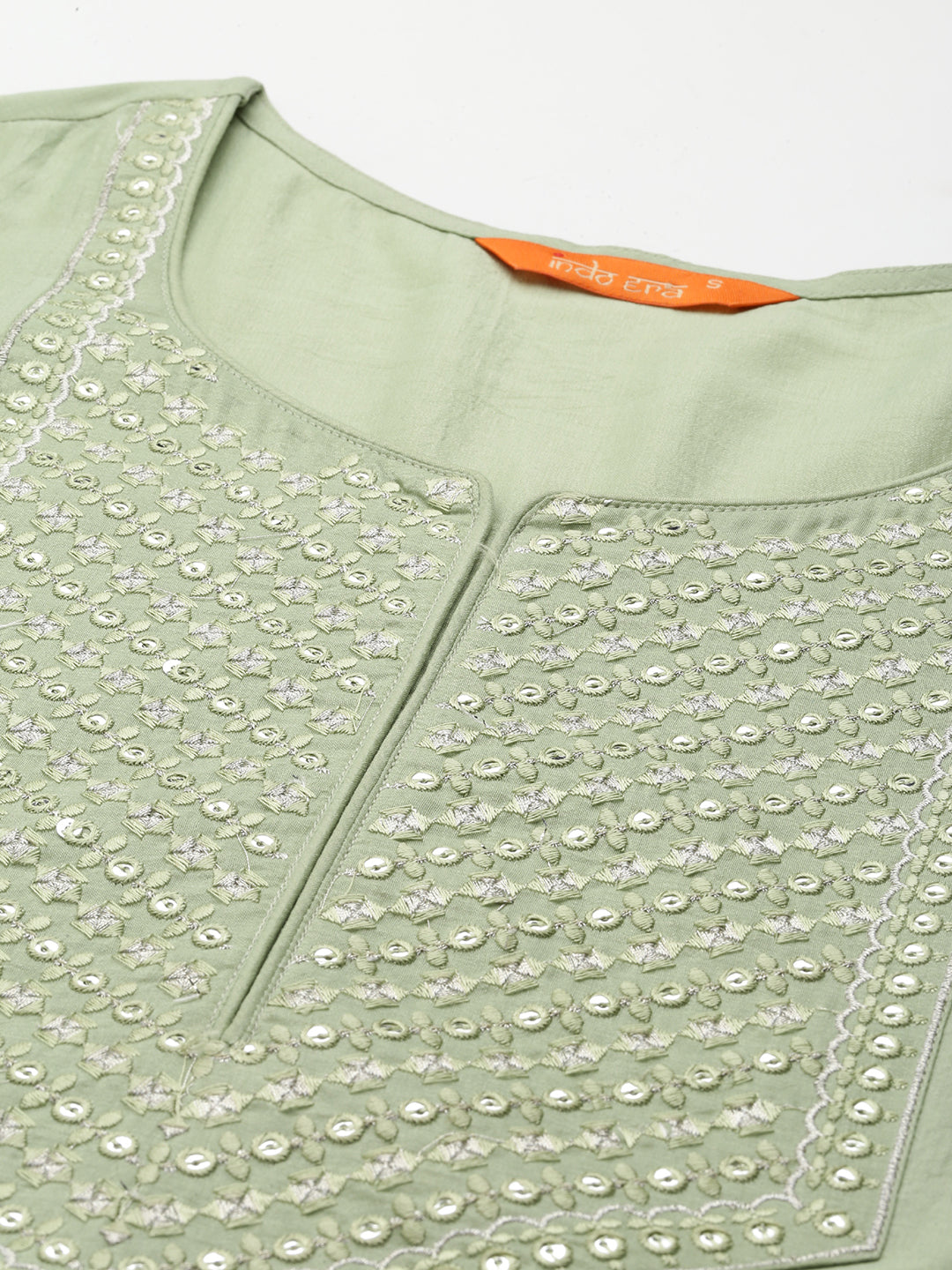 Indo Era Sea Green Straight Kurta Trouser With Dupatta Set