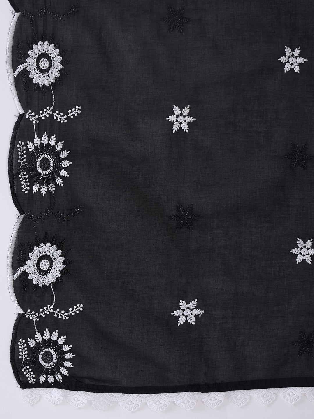 Indo Era Black Embroidered Anarkali Kurta Trousers With Dupatta set