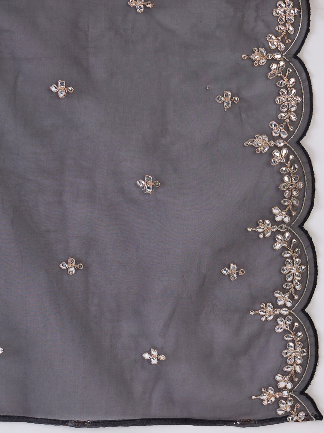 Indo Era Black Embroidered Straight Kurta Trousers With Dupatta set