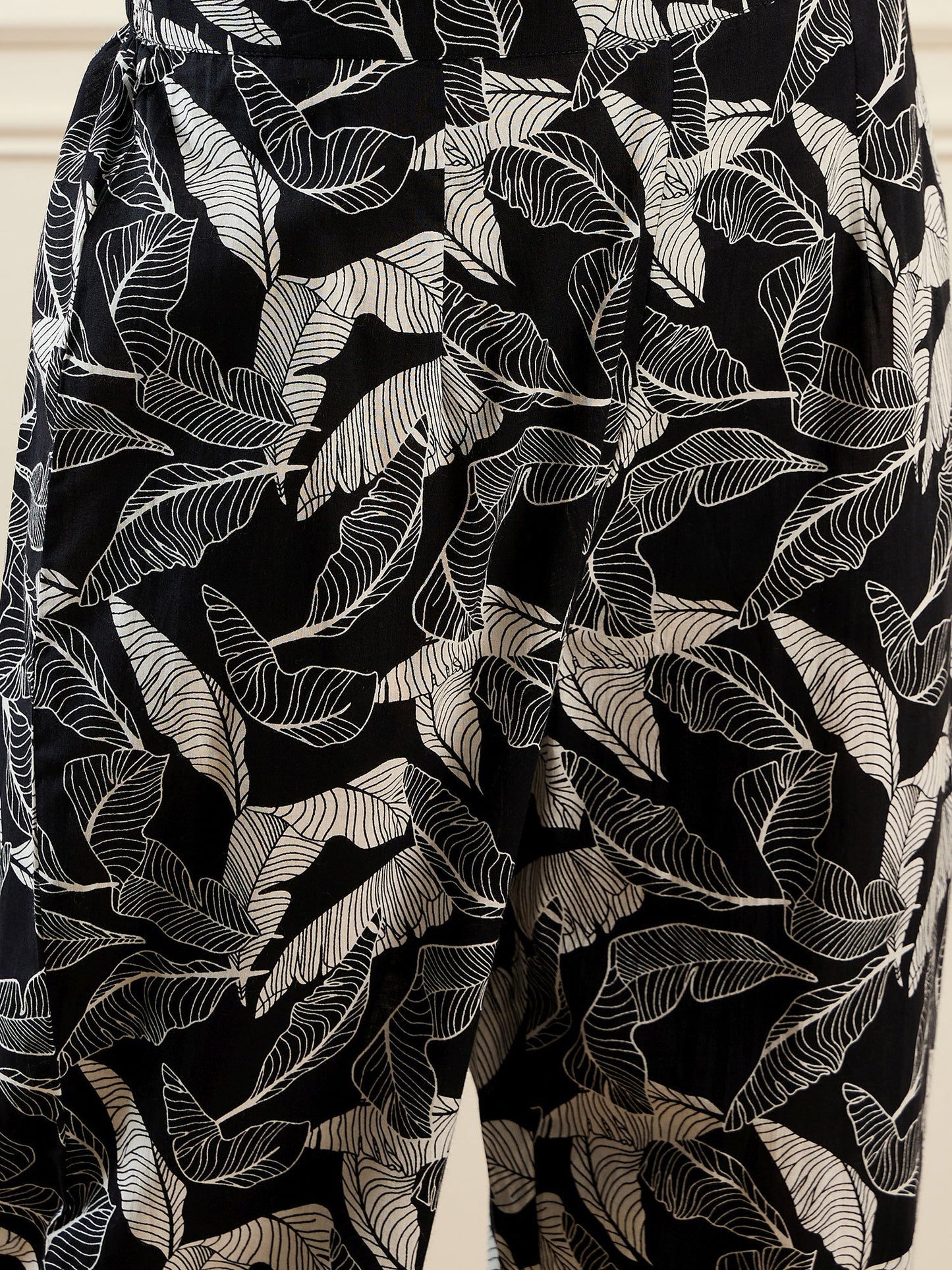 Indo Era Black Printed Straight Kurta Trousers set