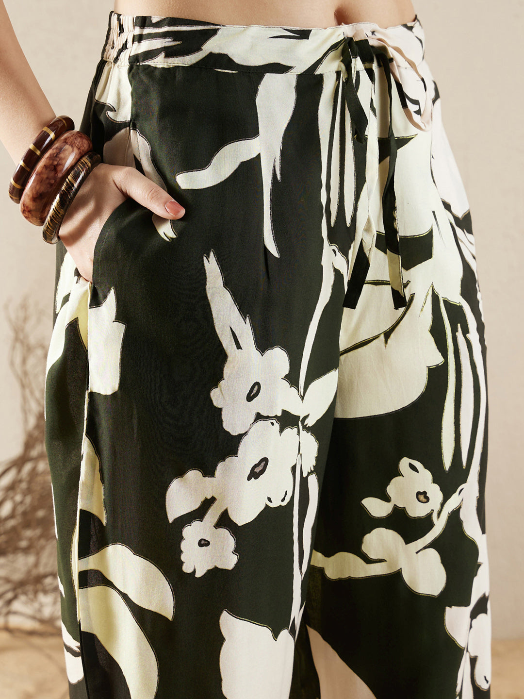 Indo Era Green Printed Straight Kurta Trousers set