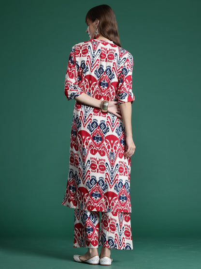 Multi Printed Straight Kurta Palazzos  Set