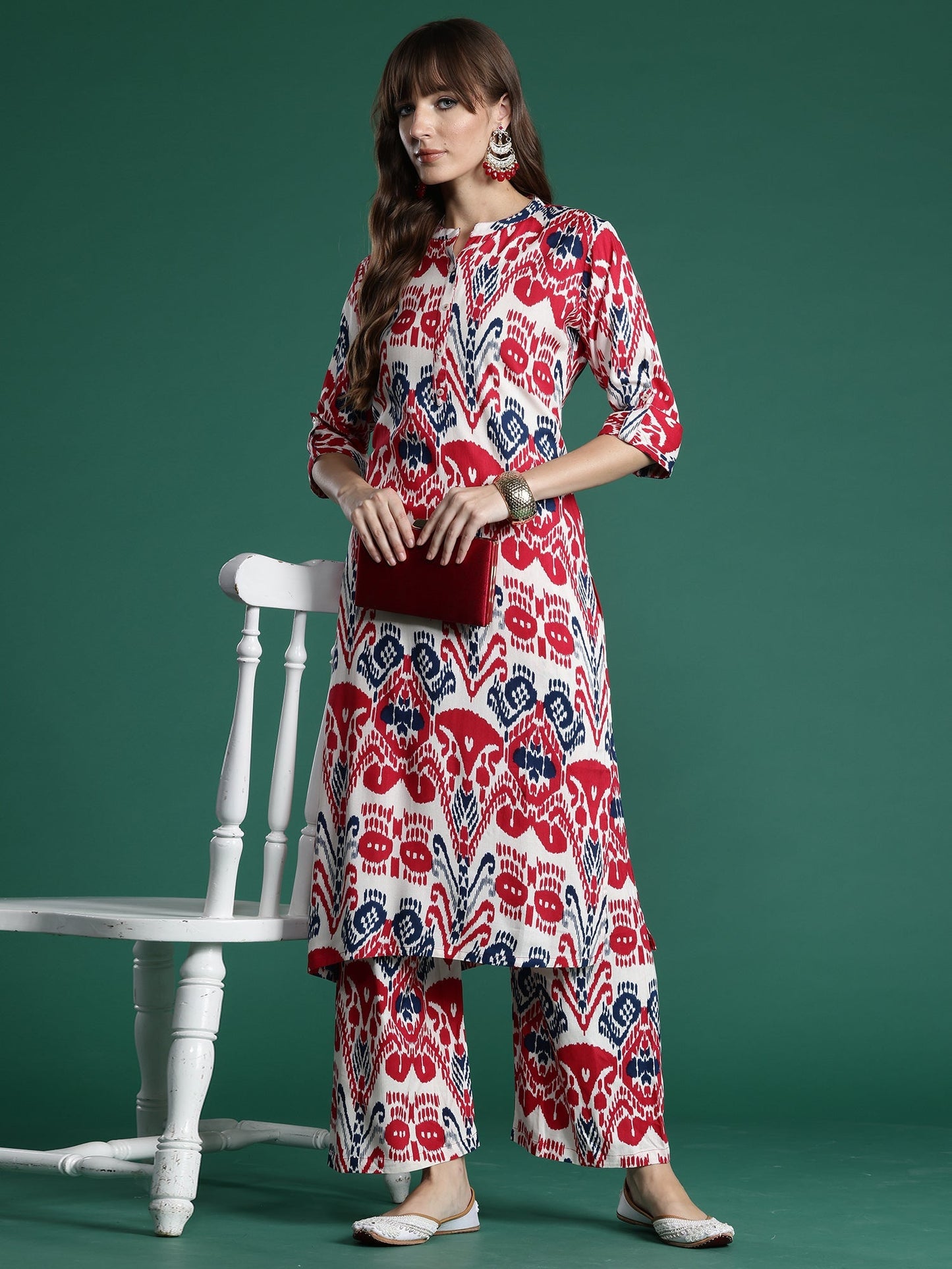 Multi Printed Straight Kurta Palazzos  Set