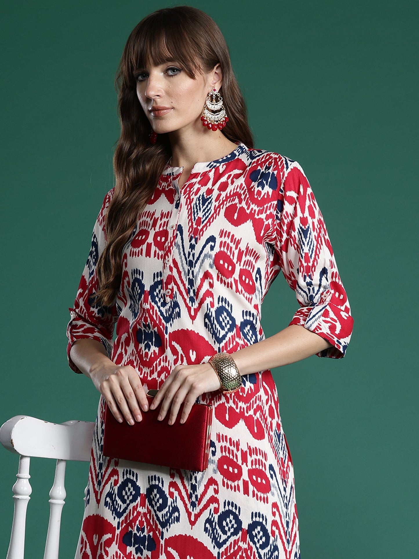 Multi Printed Straight Kurta Palazzos  Set