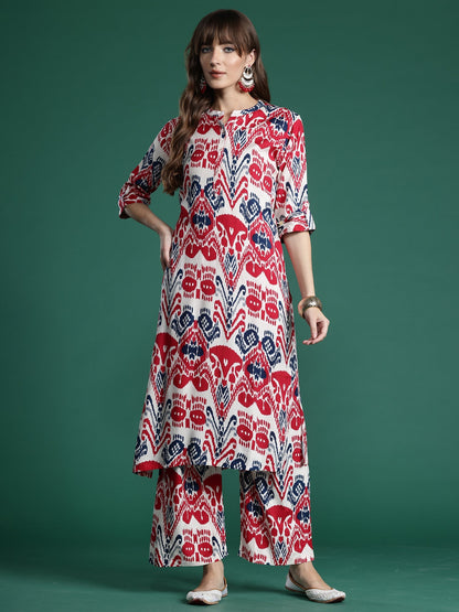 Multi Printed Straight Kurta Palazzos  Set