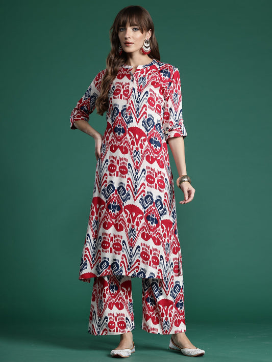 Multi Printed Straight Kurta Palazzos  Set
