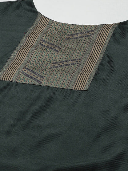 Indo Era Green Yoke Design Straight Kurta With Palazzo Set