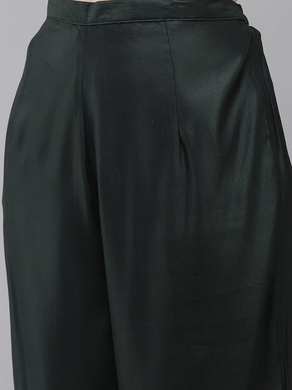 Indo Era Green Yoke Design Straight Kurta With Palazzo Set