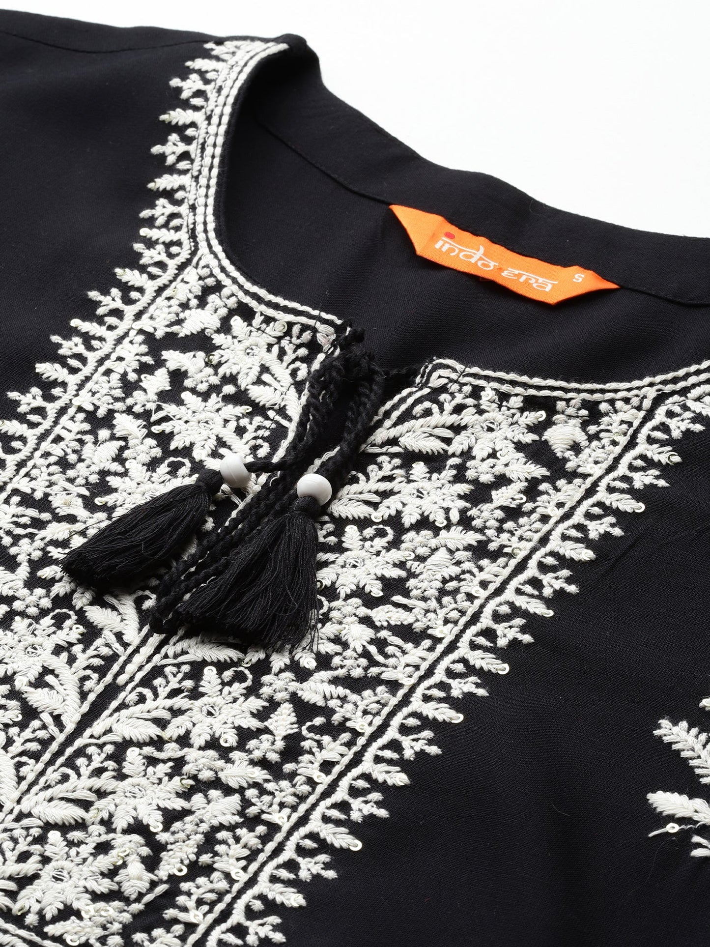 Black Embroidered Straight Kurtas