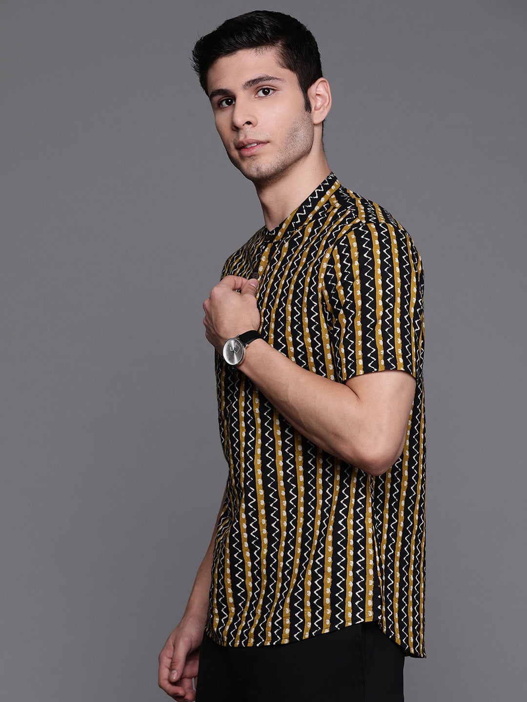 Indo Era Black Ethnic Motifs Cotton Straight Kurtas