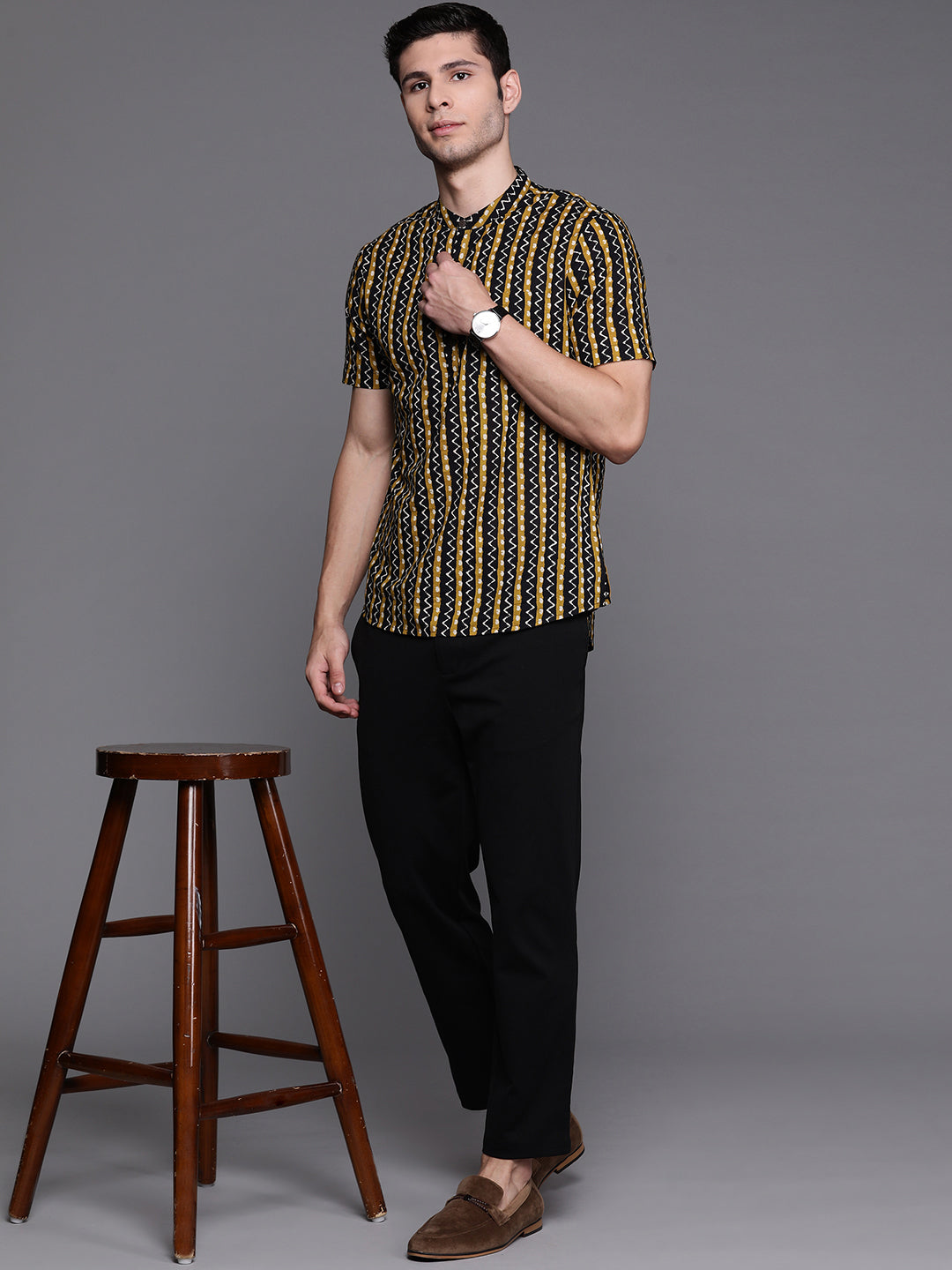 Indo Era Black Ethnic Motifs Cotton Straight Kurtas