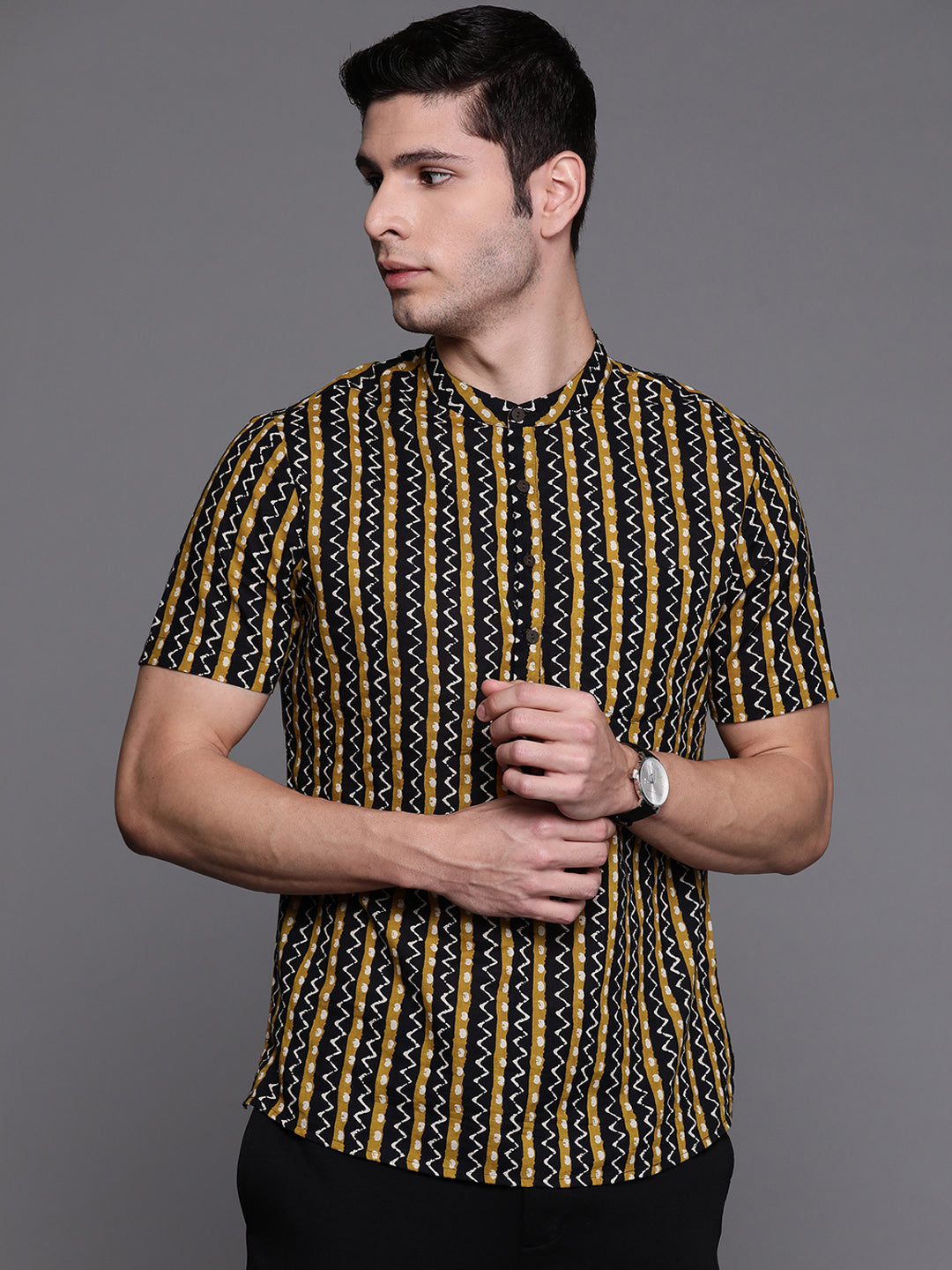 Indo Era Black Ethnic Motifs Cotton Straight Kurtas