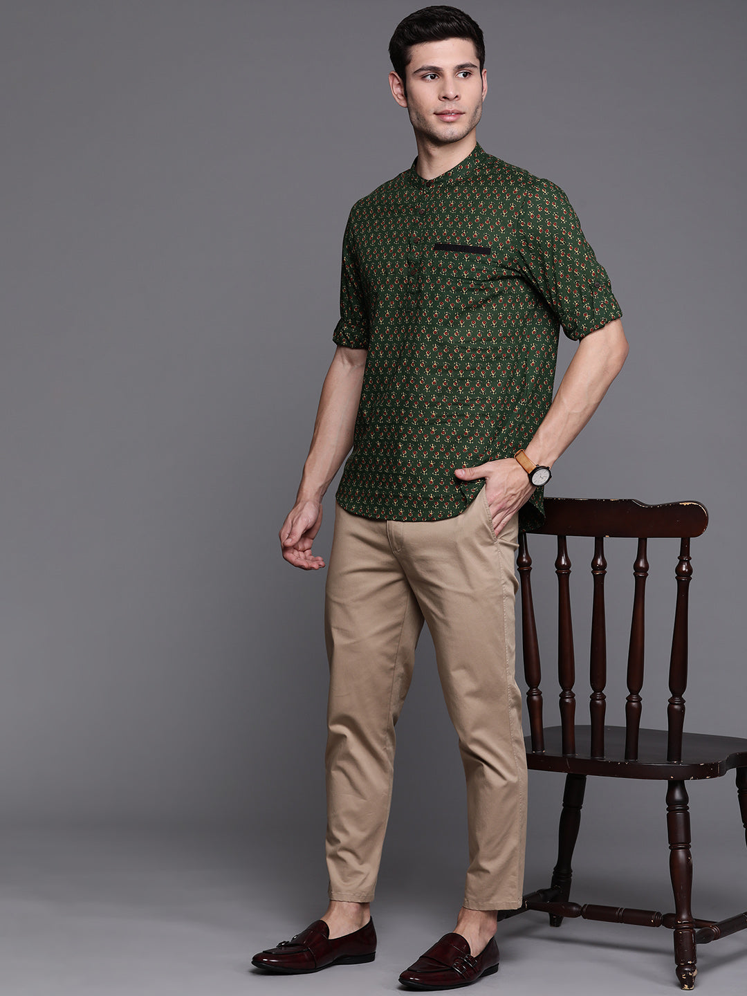 Indo Era Green Ethnic Motifs Cotton Straight Kurtas