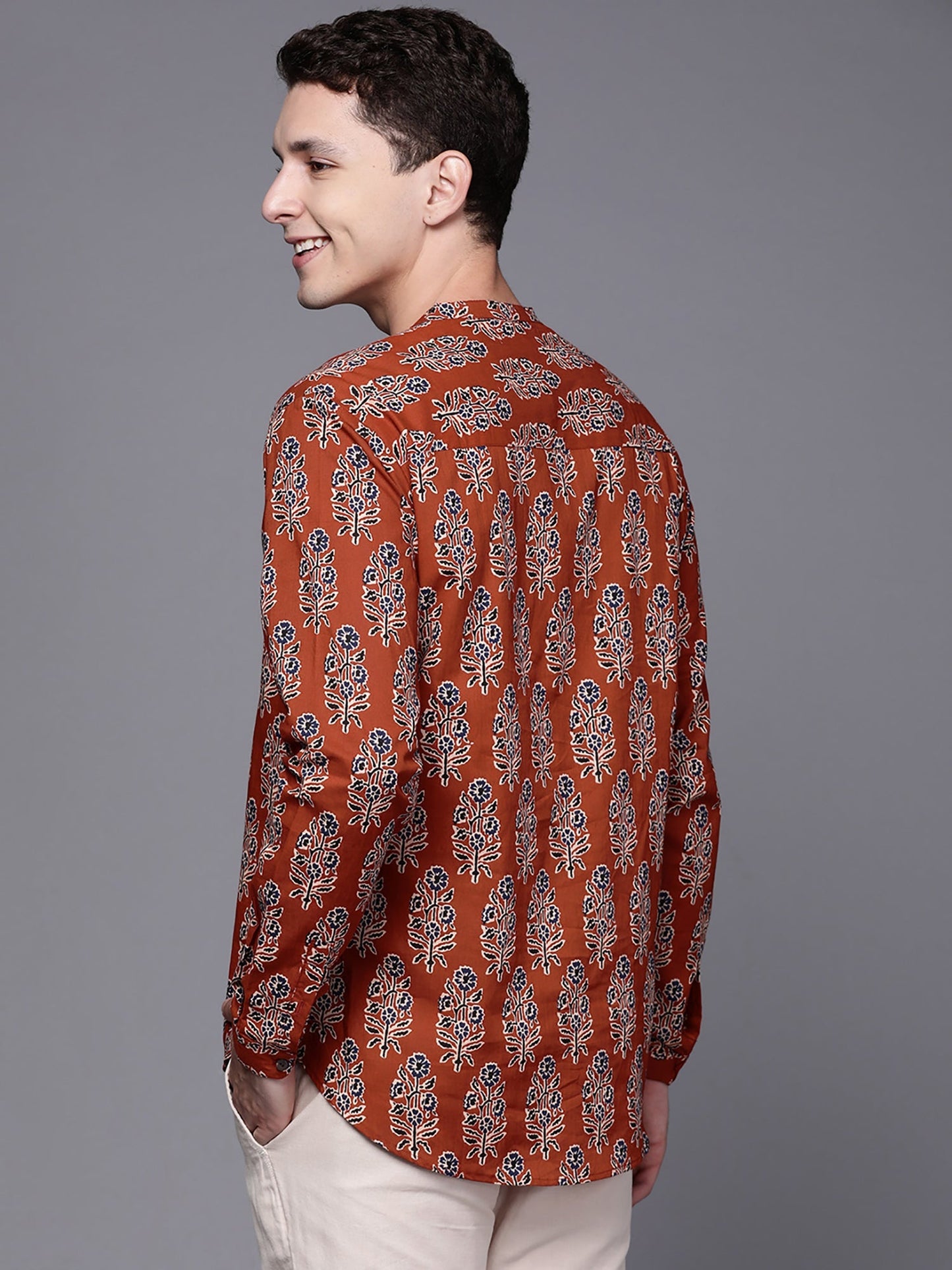 Maroon Ethnic Motifs Cotton Straight Kurtas