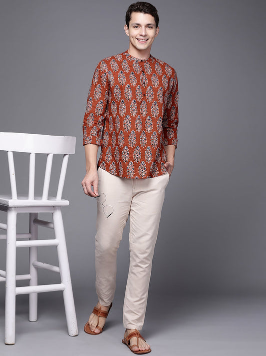 Maroon Ethnic Motifs Cotton Straight Kurtas