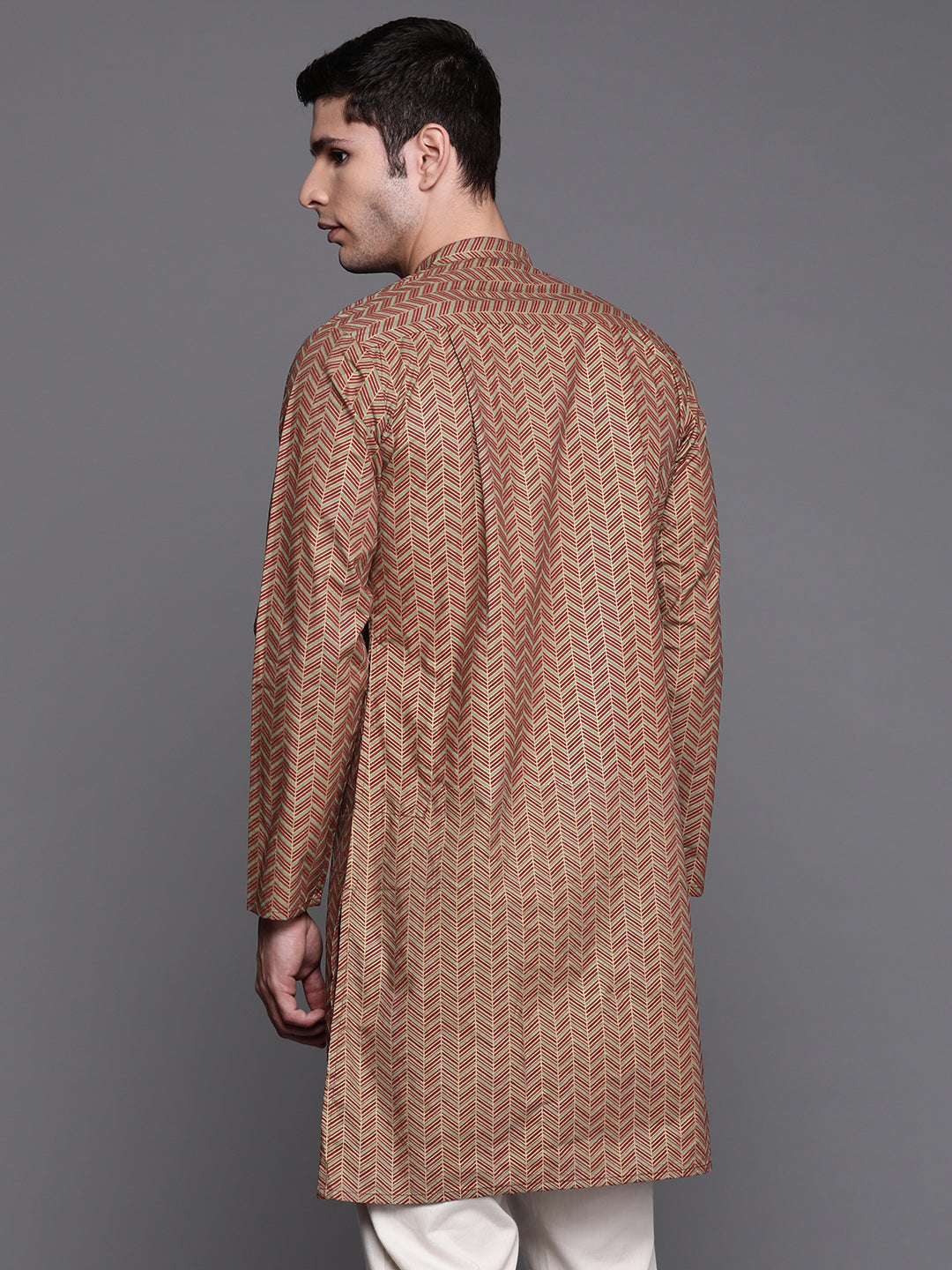 Indo Era Green Herringbone Cotton Straight Kurtas