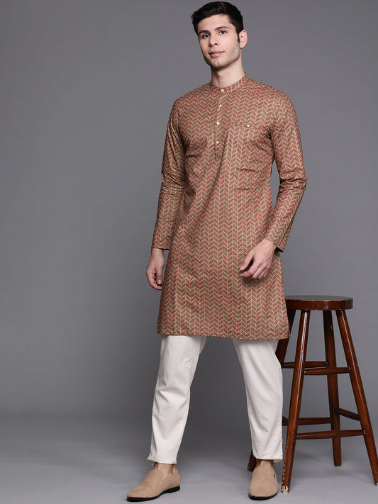 Indo Era Green Herringbone Cotton Straight Kurtas