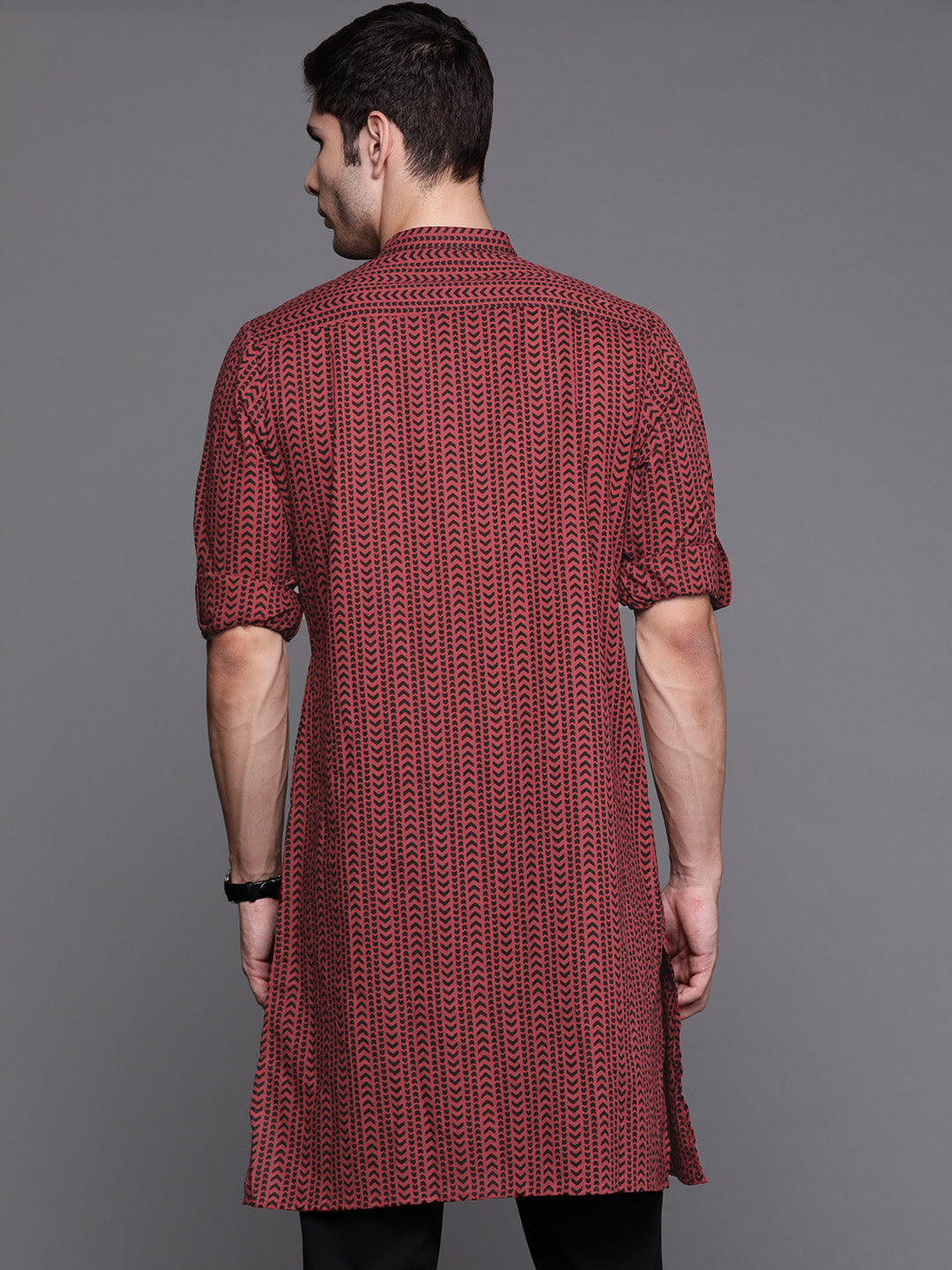 Maroon Aztec Print Cotton Straight Kurtas