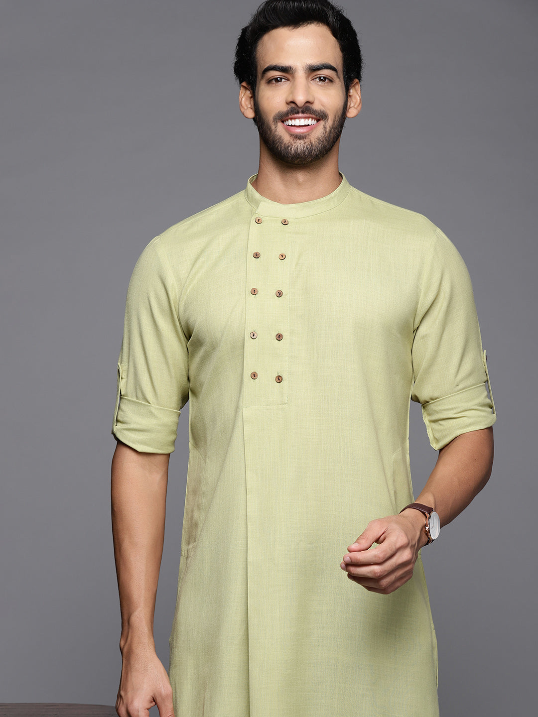 Green Embroidered Cotton Straight Kurtas
