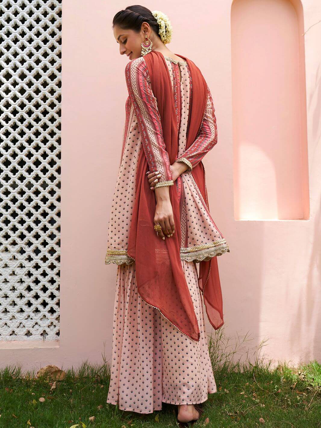 Women's Multicolor Georgette Digital Floral Printed Kurta With Sharara And Dupatta