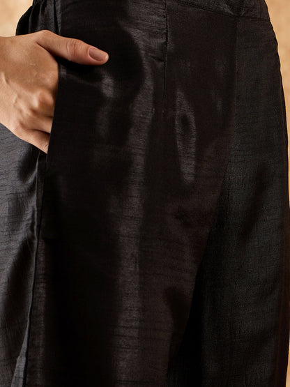 Indo Era Black Printed A-Line Kurta Trouser with Dupatta set