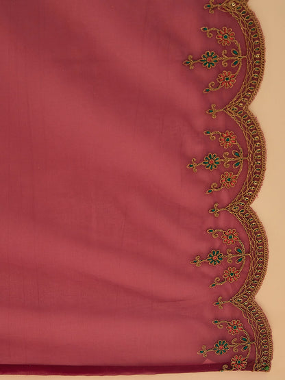 Maroon Embroidered Straight Kurta Trousers With Dupatta set