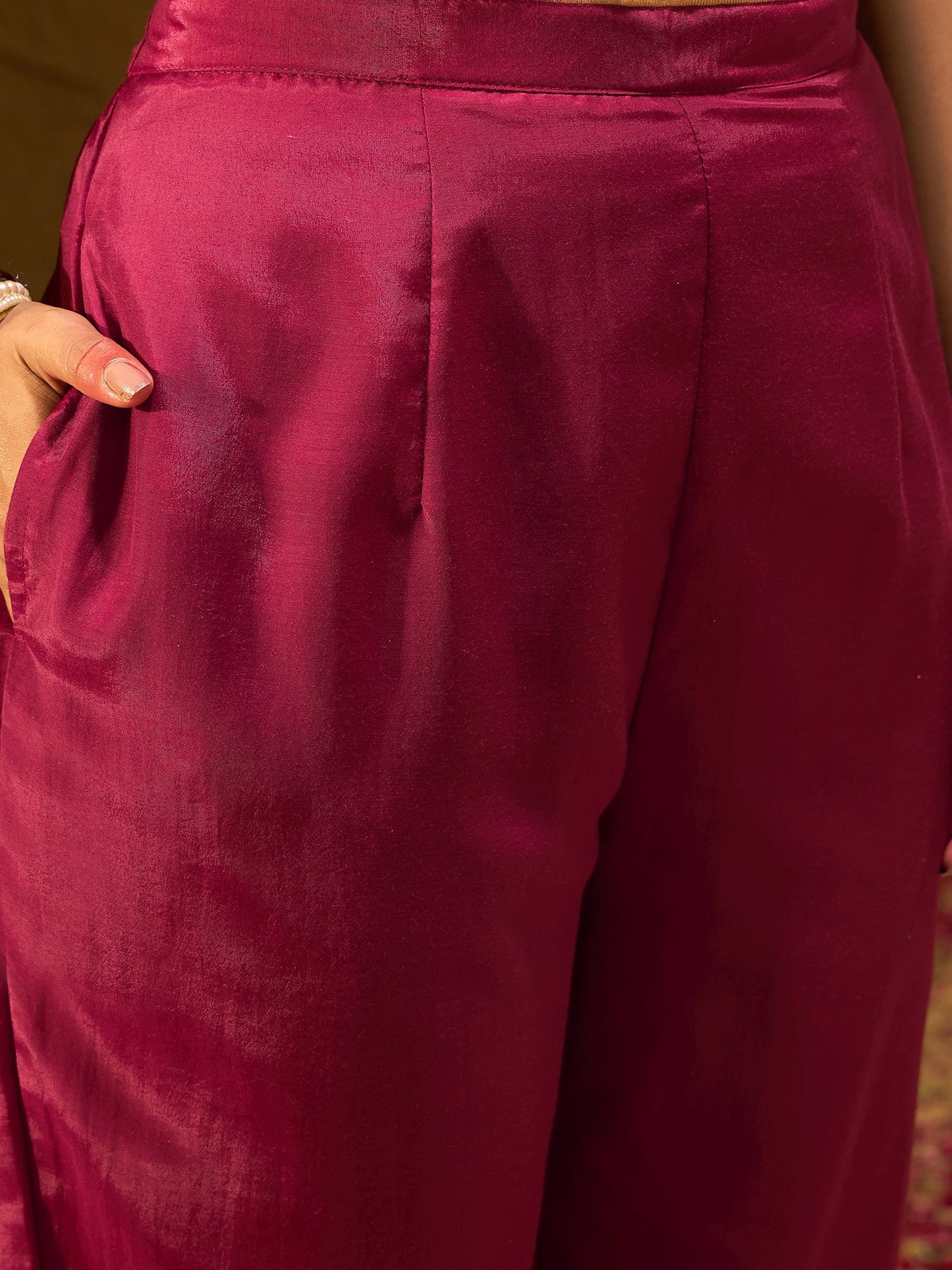 Maroon Embroidered Straight Kurta Trousers With Dupatta set
