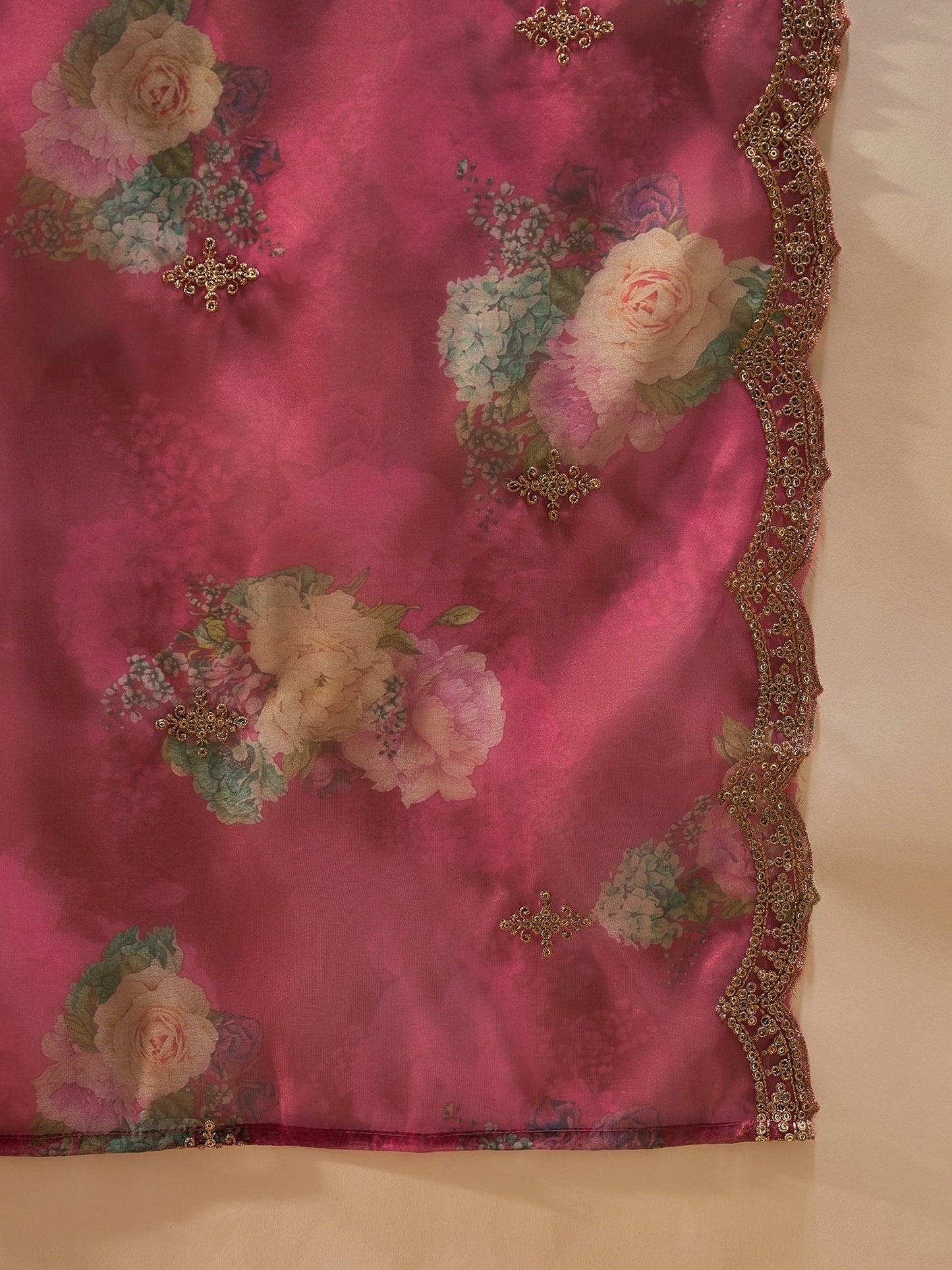 Maroon Embroidered Straight Kurta Trousers With Dupatta set