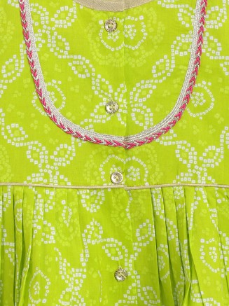 Baby Bandhani Angrakha Ethnic Set - Green