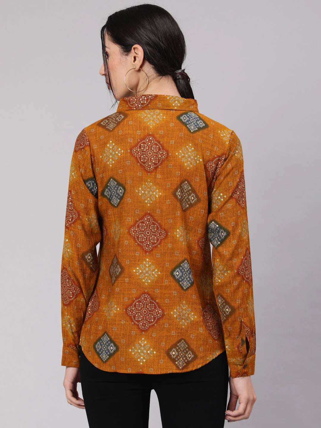 Mustard Bandhani Print Shirt Silae